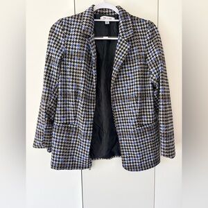 Houndstooth Blazer in Black, Grey & Blue